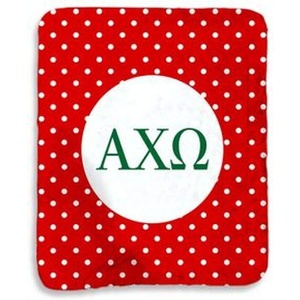 Greekgear Alpha Chi Omega Polka Dots Sherpa Lap Blanket