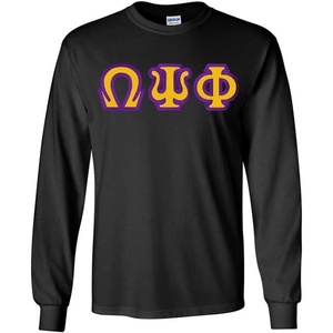 Omega Psi Phi Custom Twill Long Sleeve T-Shirt(Black)