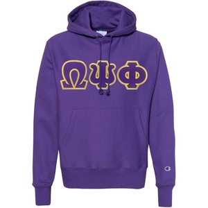 Omega Psi Phi Lettered Champion Hooded Sweatshirt(Purple)