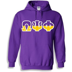 Omega Psi Phi Two Tone Greek Lettered Hooded Sweatshirt(Purple)