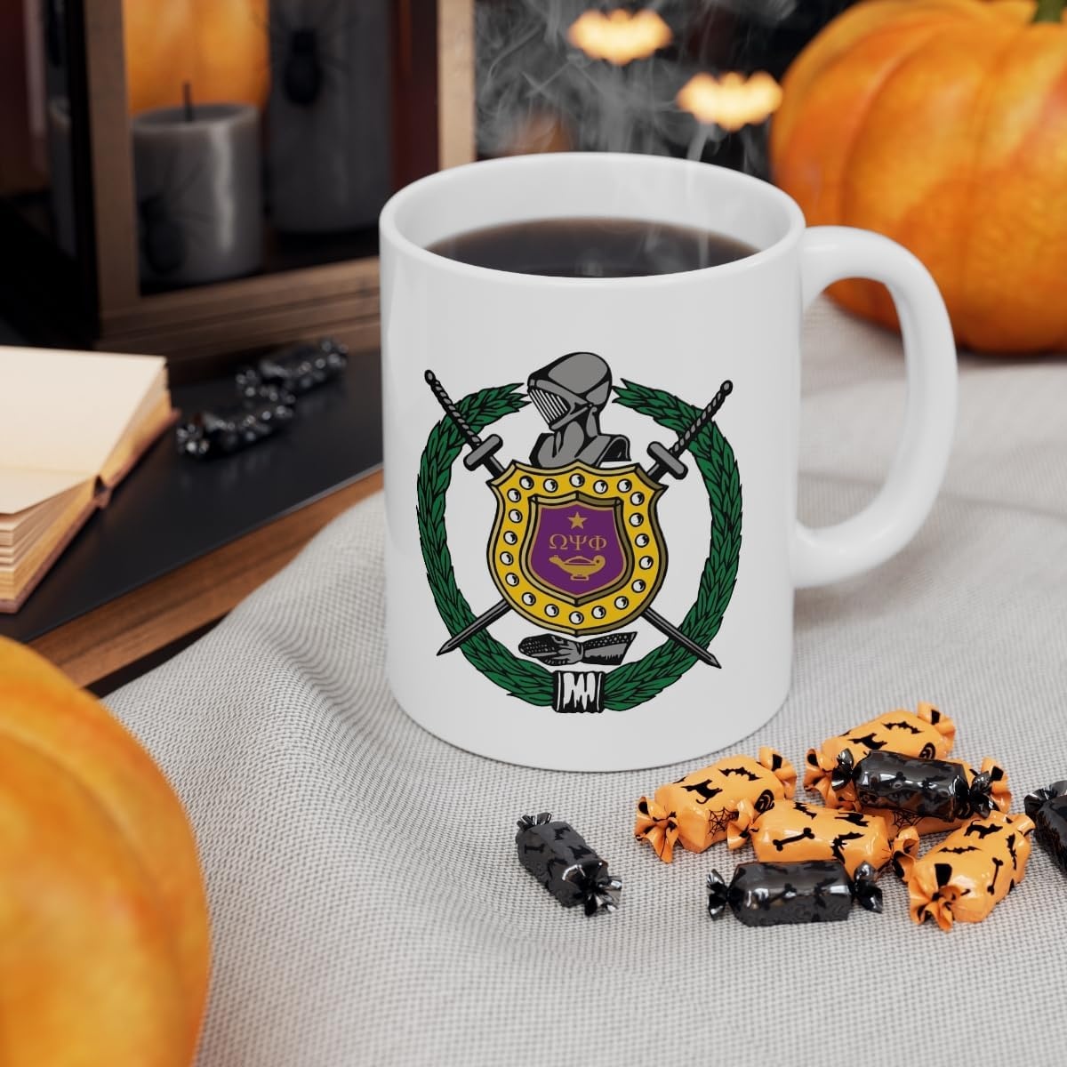 image:imageOmega Psi Phi Crest Only Ceramic Coffee Cup 11oz