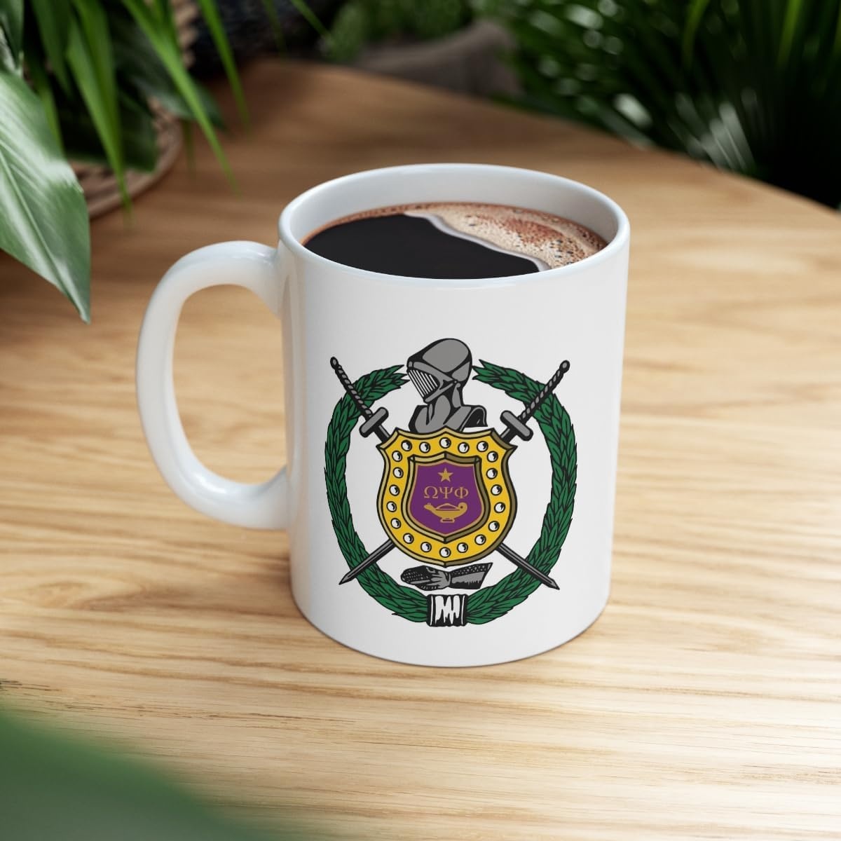 image:imageOmega Psi Phi Crest Only Ceramic Coffee Cup 11oz