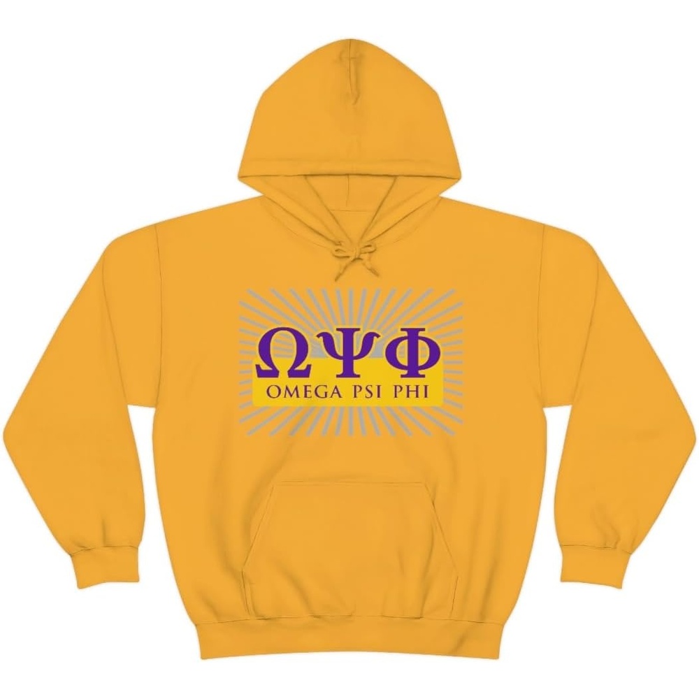 image:imageGreekgear Omega Psi Phi Starburst World Famous Hooded SweatshirtAthletic Gold