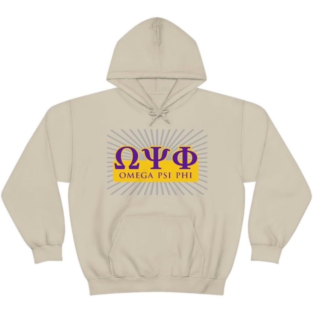 image:imageGreekgear Omega Psi Phi Starburst World Famous Hooded SweatshirtSand