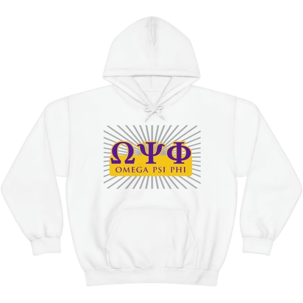 image:imageGreekgear Omega Psi Phi Starburst World Famous Hooded SweatshirtWhite