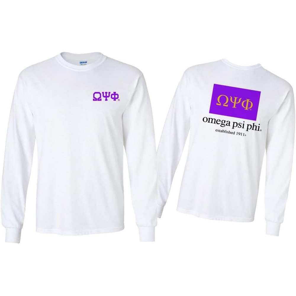 image:imageOmega Psi Phi Flag Long Sleeve TShirtWhite