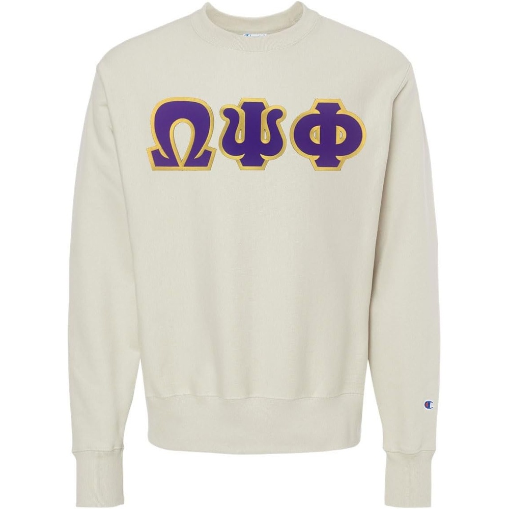 image:imageOmega Psi Phi Lettered Champion Crewneck SweatshirtSand