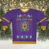 Greekgear Omega Psi Phi Ugly Christmas Sweater Look Crewneck Sweatshirt(Purple/Gold)