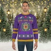 Greekgear Omega Psi Phi Ugly Christmas Sweater Look Crewneck Sweatshirt(Purple/Gold)
