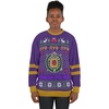 Greekgear Omega Psi Phi Ugly Christmas Sweater Look Crewneck Sweatshirt(Purple/Gold)