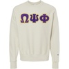 Omega Psi Phi Lettered Champion Crewneck Sweatshirt(Sand)