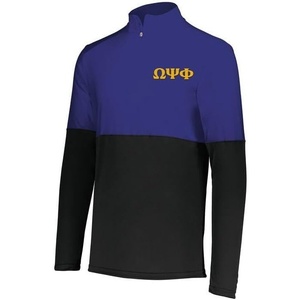 Greekgear Omega Psi Phi Momentum 1/4 Zip Pullover(Black/Purple)