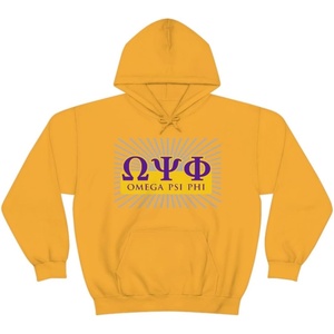 Greekgear Omega Psi Phi Starburst World Famous Hooded Sweatshirt(Athletic Gold)
