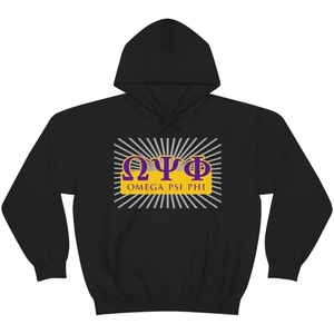 Greekgear Omega Psi Phi Starburst World Famous Hooded Sweatshirt(Black)