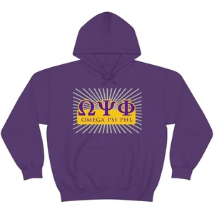 Greekgear Omega Psi Phi Starburst World Famous Hooded Sweatshirt(Purple)