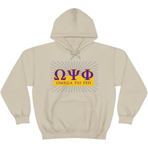 Greekgear Omega Psi Phi Starburst World Famous Hooded Sweatshirt(Sand)