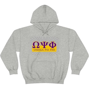 Greekgear Omega Psi Phi Starburst World Famous Hooded Sweatshirt(Sports Grey)