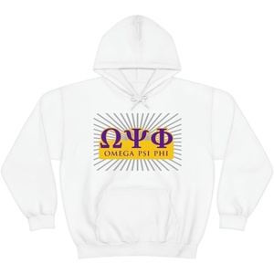 Greekgear Omega Psi Phi Starburst World Famous Hooded Sweatshirt(White)