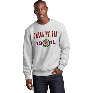 Greekgear Omega Psi Phi Year Elite Crew Sweatshirts(White)
