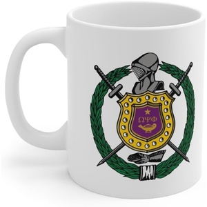Omega Psi Phi Crest Only Ceramic Coffee Cup, 11oz