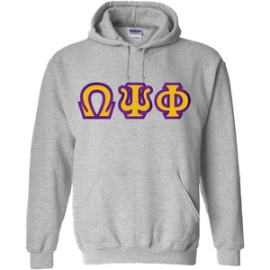 Omega Psi Phi Custom Twill Hooded Sweatshirt(Light Grey)