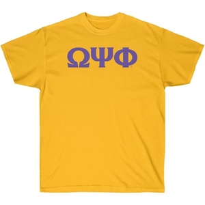 Omega Psi Phi Letter T-Shirt(Athletic Gold)