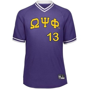 Omega Psi Phi Retro V-Neck Baseball Jersey(Purple/White)