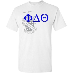 Phi Delta Theta Greek Crest T-Shirt Medium Light Grey