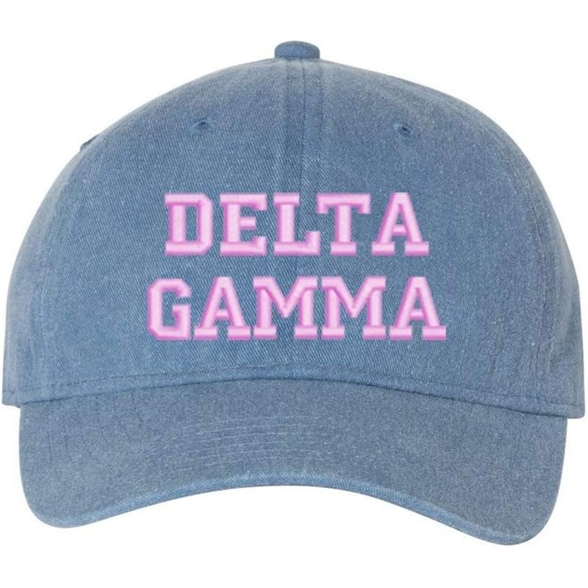 image:imageDelta Gamma Pigment Dyed Baseball CapBlue Jean WPink Thread Color