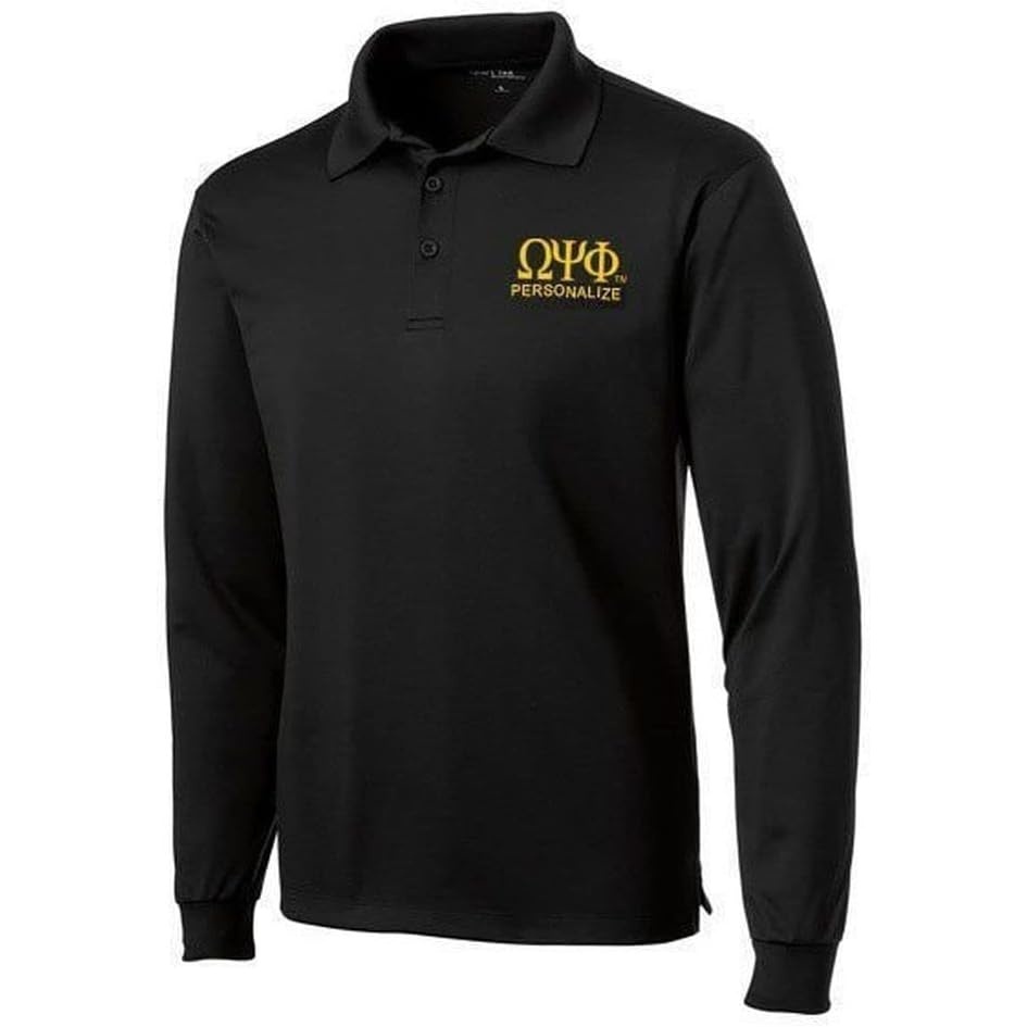 image:imageOmega Psi Phi World Famous Long Sleeve Dry Fit PoloBlack
