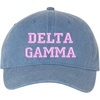 Delta Gamma Pigment Dyed Baseball Cap(Blue Jean W/Pink Thread Color)