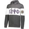 Omega Psi Phi Ivy League Hoodie W Crest On Left Sleeve(Carbon Heather/White)