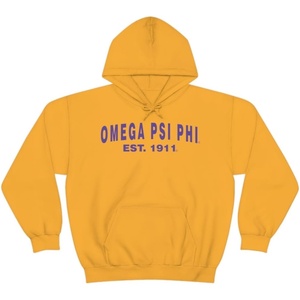 Greekgear Omega Psi Phi Established Hooded Sweatshirts(Athletic Gold)