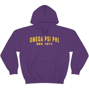 Greekgear Omega Psi Phi Established Hooded Sweatshirts(Purple)