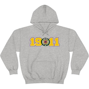 Greekgear Omega Psi Phi Year Crest Hoodies(Sports Grey)