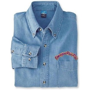 Omega Psi Phi Denim Shirt – Script Letters(Blue Jean)