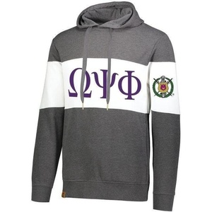 Omega Psi Phi Ivy League Hoodie W Crest On Left Sleeve(Carbon Heather/White)