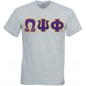 Omega Psi Phi Lettered V-Neck T-Shirt(Sports Grey)