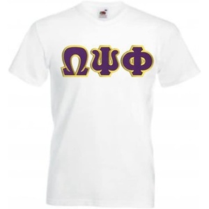 Omega Psi Phi Lettered V-Neck T-Shirt(White)