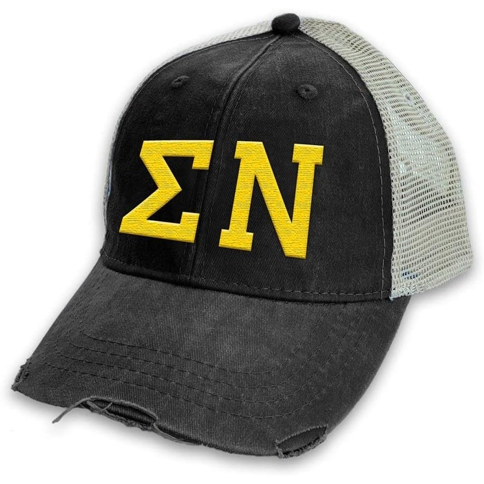 image:imageSigma Nu Distressed Trucker Hat BlackTan