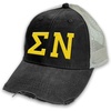 Sigma Nu Distressed Trucker Hat Black/Tan