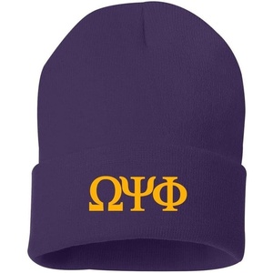 Omega Psi Phi Greek Letter Knit Cap Purple