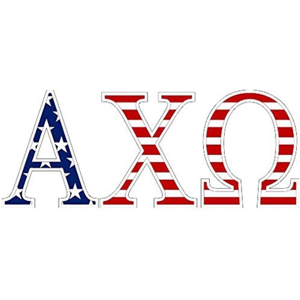 image:imageAlpha Chi Omega American Flag Greek Letter Sticker  25 Tall