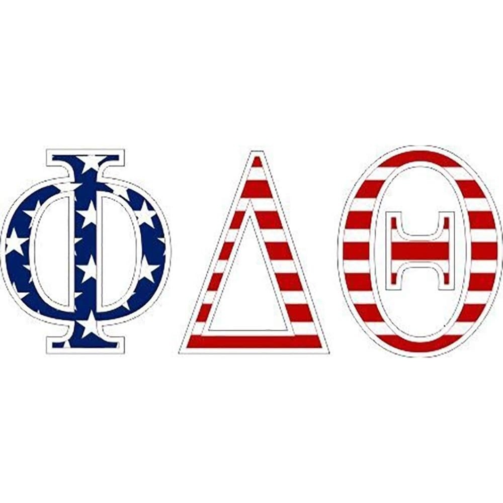image:imagePhi Delta Theta American Flag Greek Letter Sticker 25 Tall