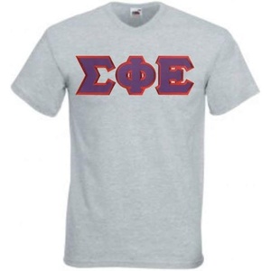 Greekgear Sigma Phi Epsilon SigEp Lettered V-Neck T-Shirt(Sports Grey)