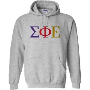 Greekgear Sigma Phi Epsilon SigEp Logo Hooded Sweatshirt(Sports Grey)