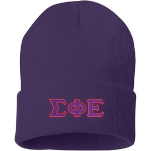 Sigma Phi Epsilon SigEp Big Greek Lettered Knit Cap(Purple)