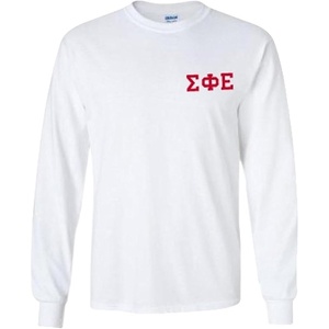 Sigma Phi Epsilon SigEp World Famous Crest Long Sleeve T-Shirt(White)