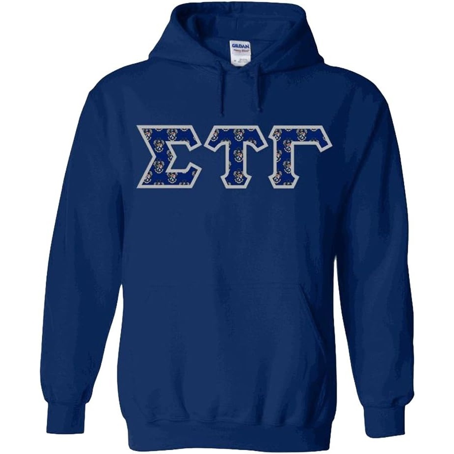 image:imageGreekgear Sigma Tau Gamma Fraternity Crest Twill Letter Hooded SweatshirtNavy Blue