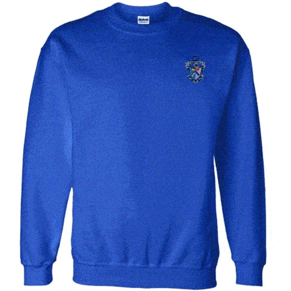 image:imageGreekgear Sigma Tau Gamma World Famous Crest  Shield PATCH Crewneck SweatshirtRoyal Blue